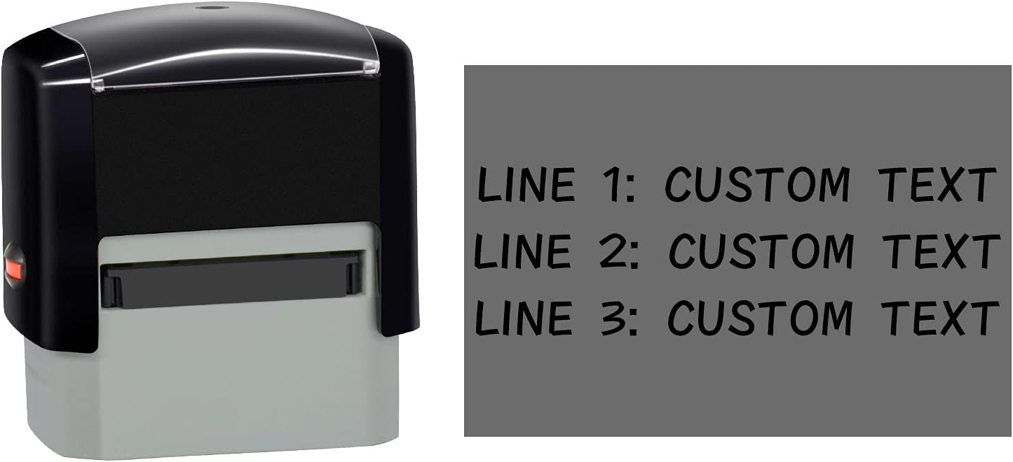 Personalized Stamp (38 x 14mm -3 Lines)- Custom Self Inking Rubber Stamps- Return Custom Address Stamp