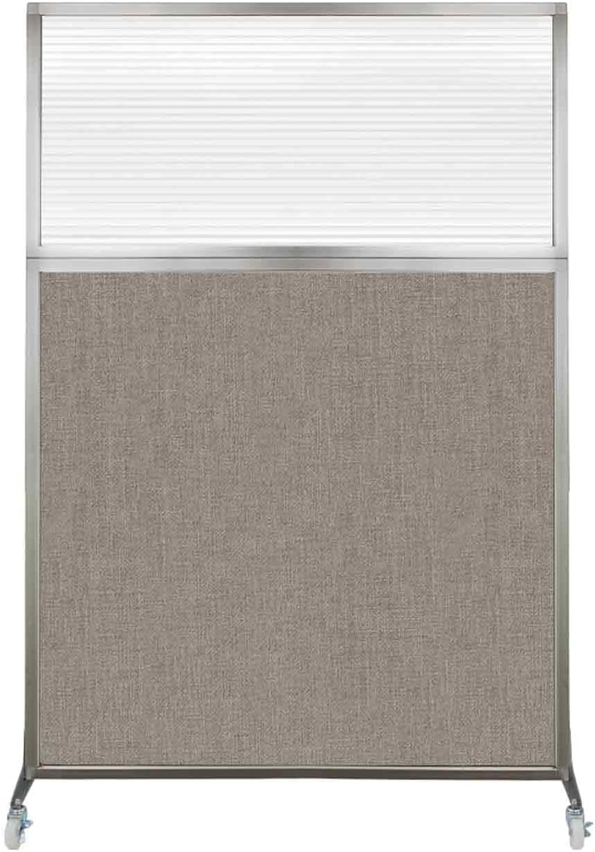 Versare Hush Screen Portable Room Divider with Wheels | Workstation Wall Divider | Freestanding Privacy Hush Panels | Clear Fluted Windows | Fabric Office Divider Screen | Great for Room Separation