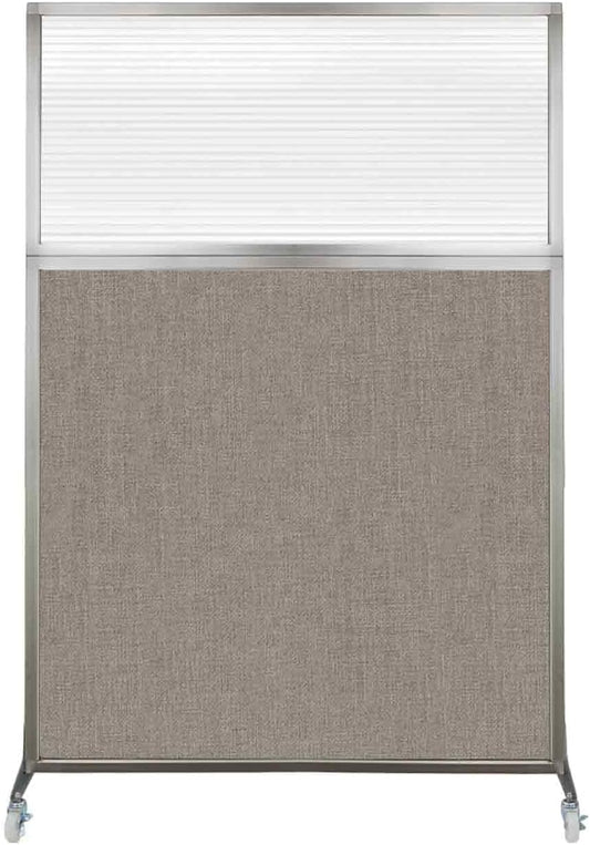 Versare Hush Screen Portable Room Divider with Wheels | Workstation Wall Divider | Freestanding Privacy Hush Panels | Clear Fluted Windows | Fabric Office Divider Screen | Great for Room Separation