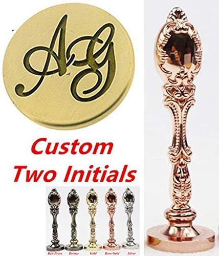 Vintage 250 Design Custom Wedding Sealing Wax Seal Stamp Kit Name Date Letter Monogram Rose Gold Handle Invitation Christmas Gift Wrap Package Customize Personalized Logo Words Wax Seal Stamp Set