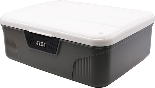 Storage Bin - 4.2 Gallon Locking Container with 4-Digit Combination Lock, Stackable Plastic Organizer Box for Usable As Item Organizer Or Office File Storage/Garage/Camping(Gray)