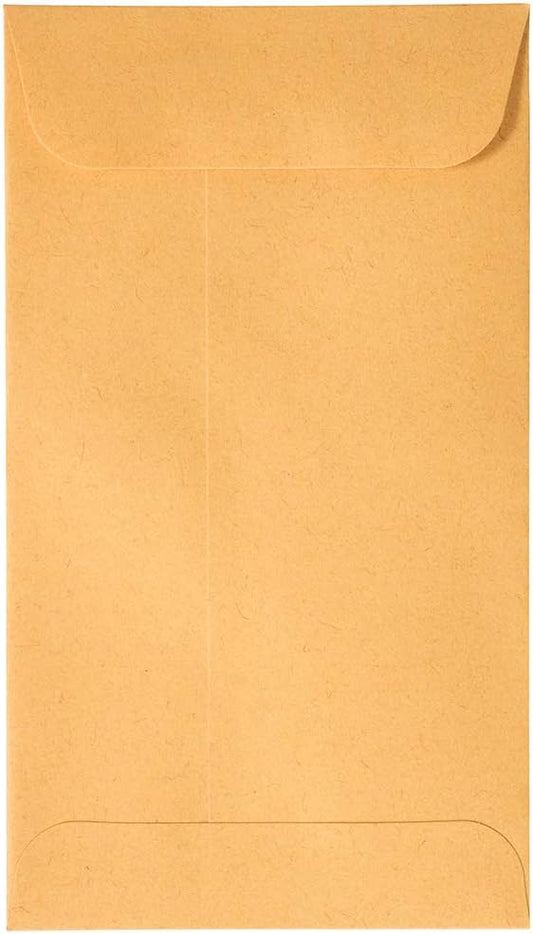 JAM PAPER #5.5 Coin Business Envelopes with Peel and Seal Closure - 3 1/8 x 5 1/2 - Brown Kraft Manila - 50/Pack