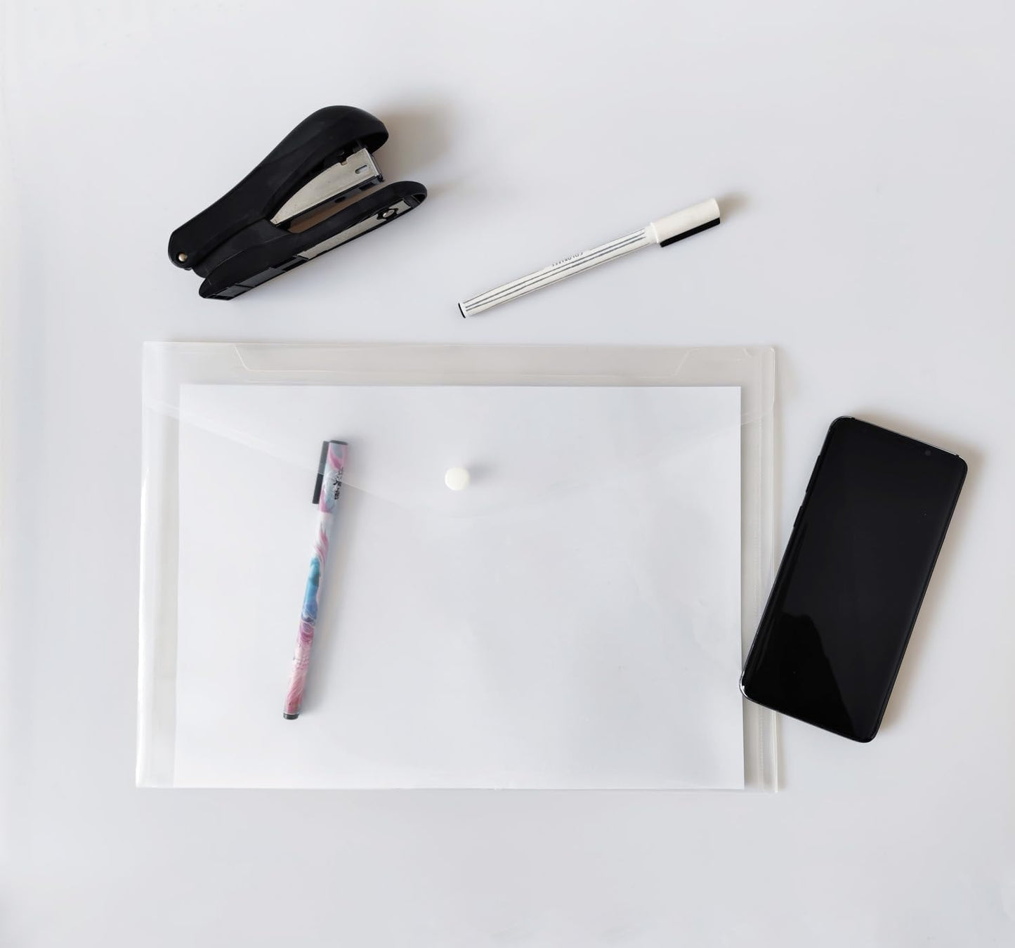 20 Pcs Clear Plastic Envelope with Snap Button Closure, Plastic Waterproof Envelope File Folder, Transparent Folders for Documents, Letter Size, A4 Size, for School and Office Supplies