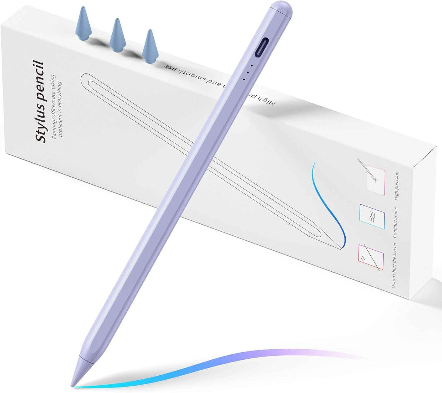 Stylus Pen for iPad, Fast Charging Pencil for Pad with Palm Rejection, Tilt Sensitivity for iPad 6-10, Pro 11"/12.9"/M4, Air 3/4/5/M2, Mini 5/6, Purple