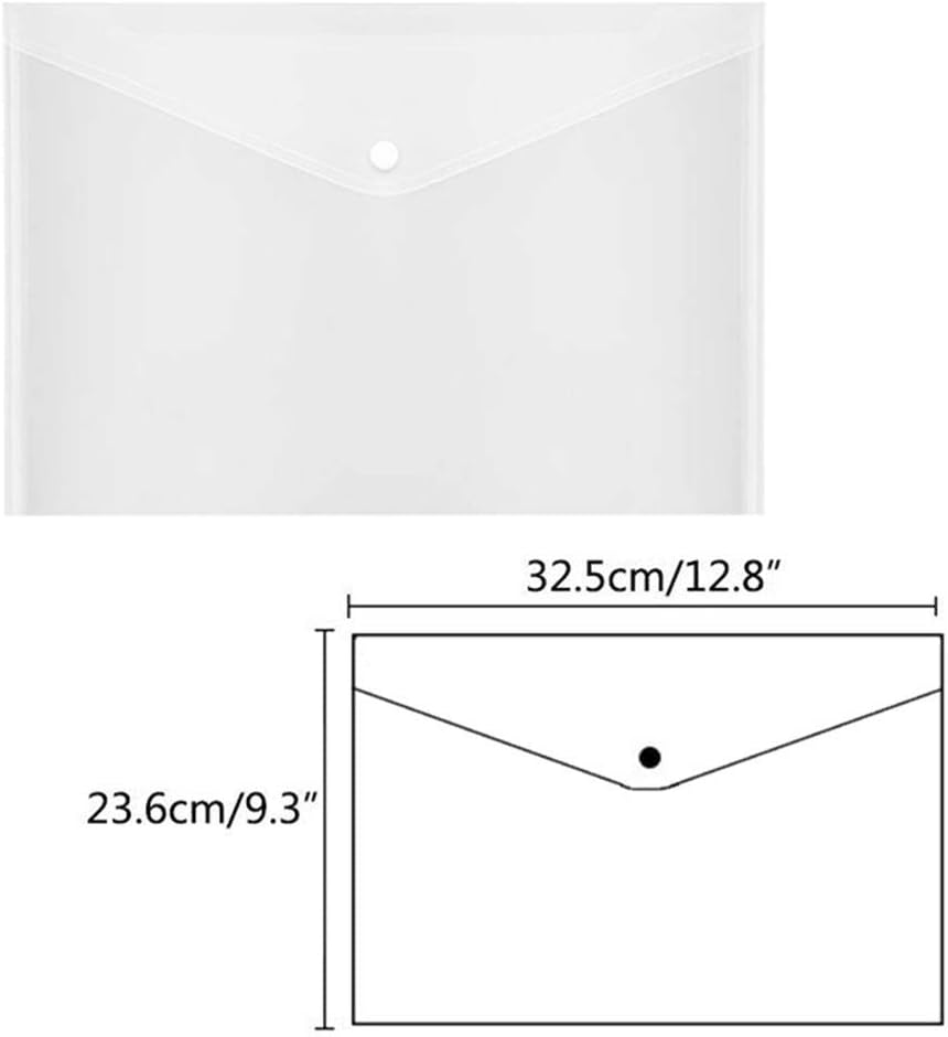 Plastic Envelopes with Button Snap Closure, 20pcs Clear Poly Folders for Documents, Letter Size, A4 Size, for School and Office Supplies