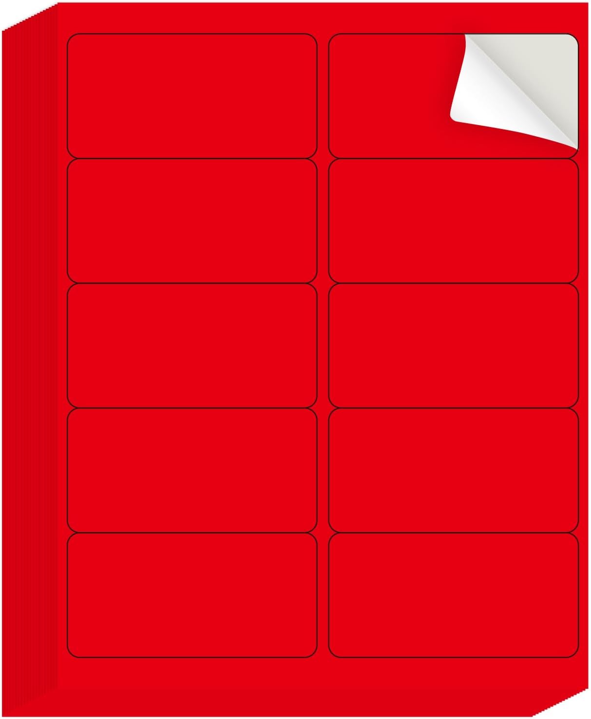 Shipping Labels Stickers, 2"×4" Printable Mailing Label for Laser/Inkjet Printing- Matte Red, Permanent Adhesive Labels Stickers