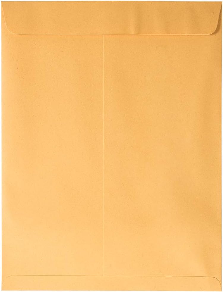 JAM PAPER 10 x 13 Open End Catalog Premium Envelopes with Peel and Seal Closure - Brown Kraft Manila - 50/Pack