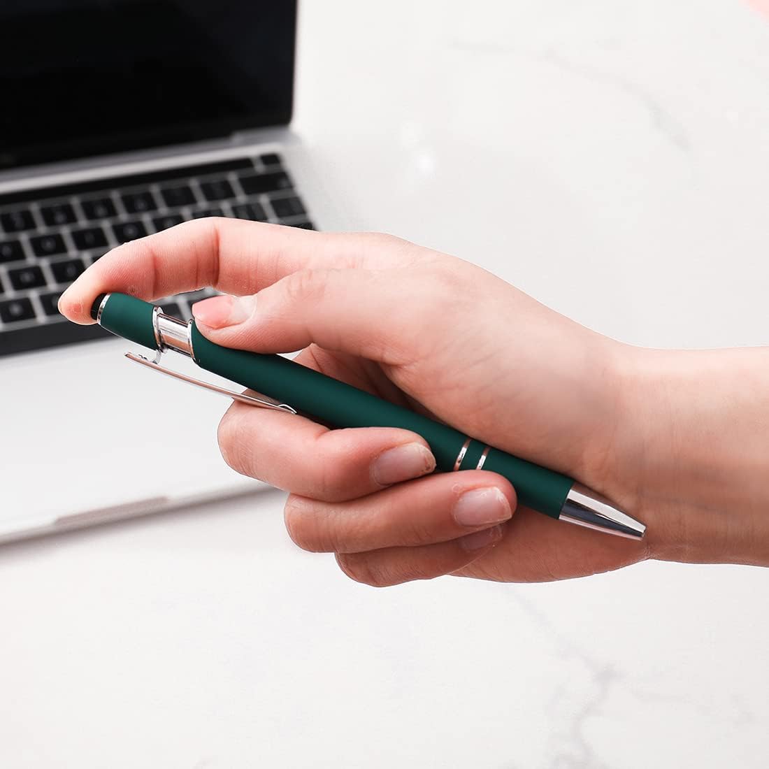 Ballpoint Pen with Stylus Tip, Soft Touch Click Metal Pen, 1.0mm Medium Point, Black Ink, 18 Count(6 Colors)