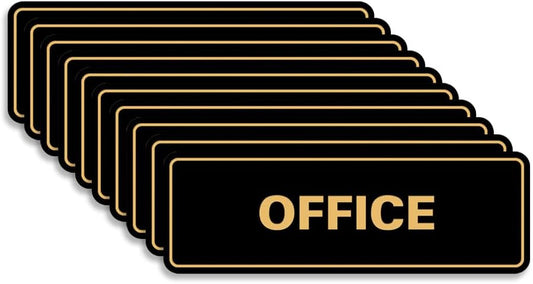 Signs ByLITA Standard Office Sign - Professional Business Signage - Easy to Install (Black/Gold) - Small 10 Pack