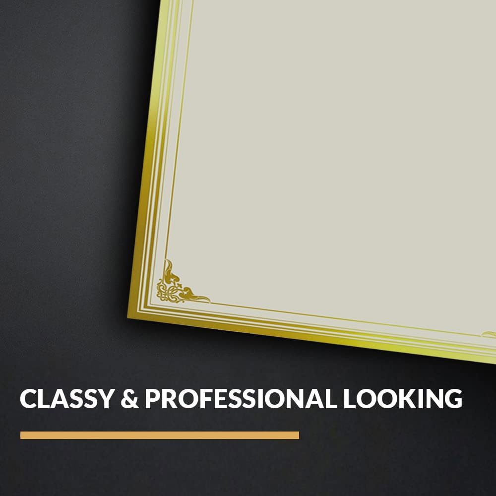 SUNEE 50 Sheets Certificate Papers - Blank Gold Foil Border, Letter Size 8.5x11 for Diploma, Certificates, Participation Awards, Document Cardstock Paper and Inkjet Printer Friendly