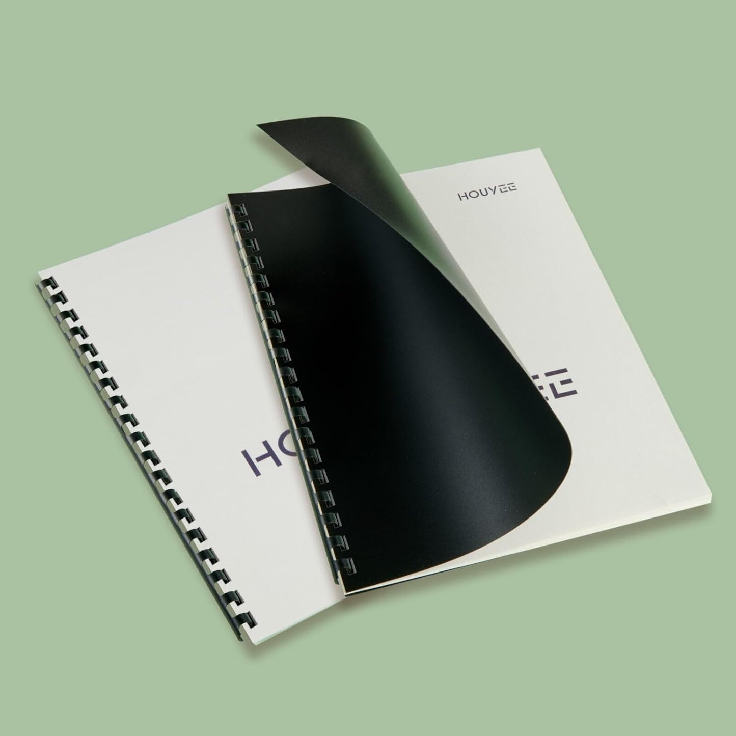 HOUYEE 100 Pack Binding Covers Set, 8.5x11 Inches, Including 50 Pcs 8 Mil Clear Binding Covers, 50 Pcs 12 Mil Black Sand Plastic