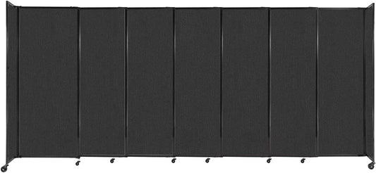 Versare Straightwall Sliding Portable Wall Partition | Freestanding Office Dividers | Locking Wheels | Temporary Room Separator | 15'6'' Wide x 6'10'' Tall Black Fabric Panels