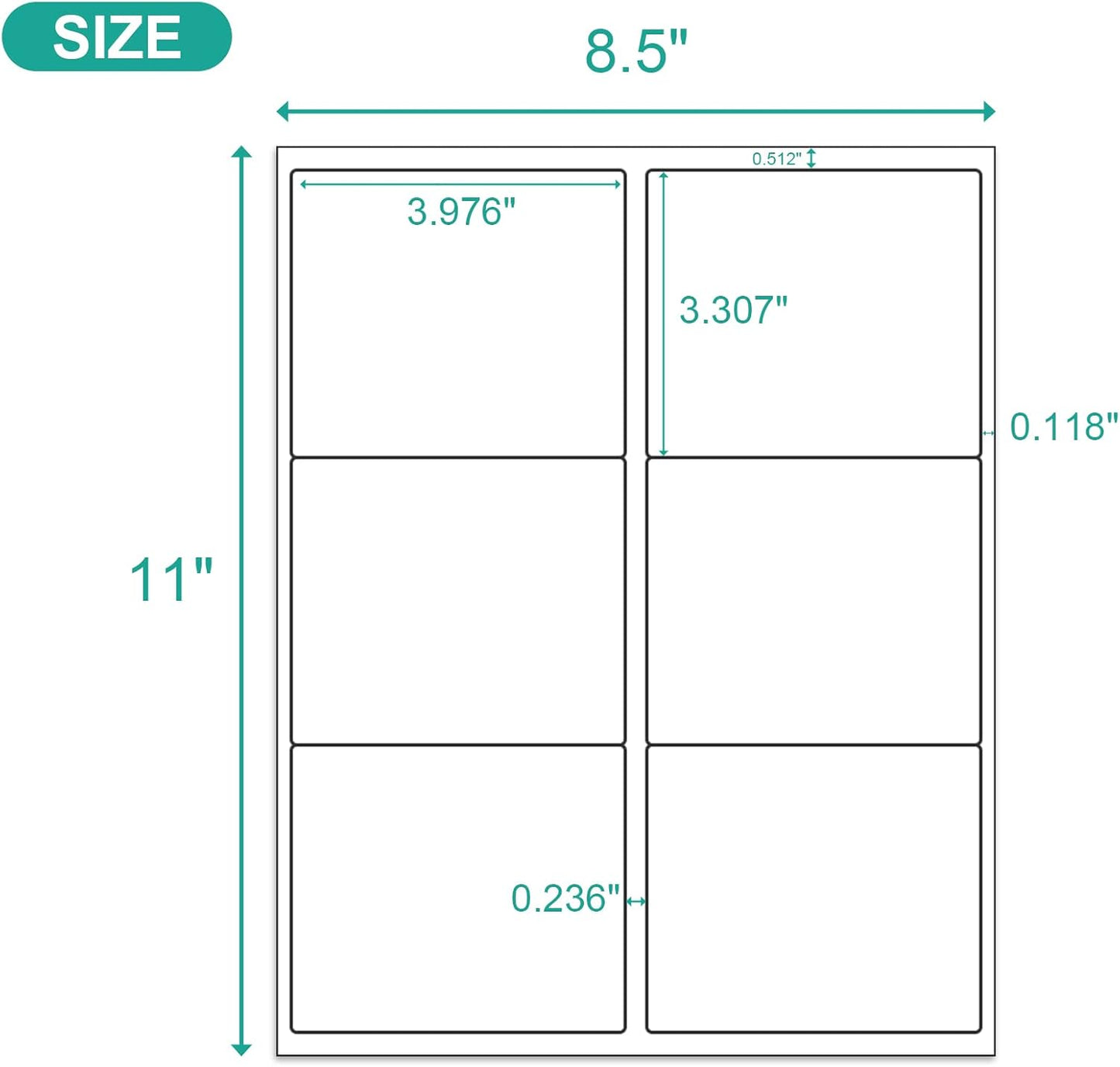 MFLABEL 3.33"x4" FBA Shipping Labels 6-UP - 500 Sheets (3000 Labels!) | Industrial Adhesive for Cardboard/Glass | Laser/Inkjet Certified + Free 48 Fragile Stickers