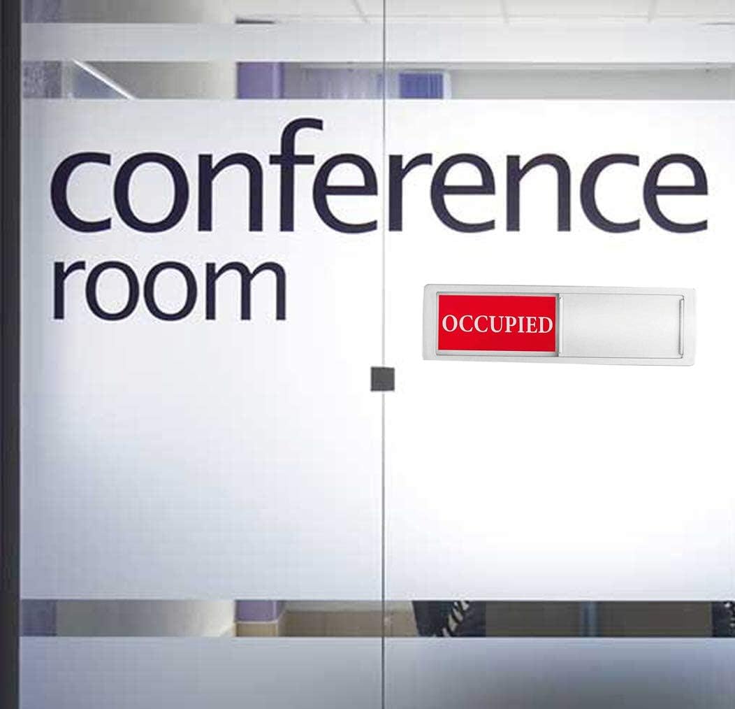 Privacy Sign, Premium Vacant Occupied Sign for Home Office Restroom Conference Hotles Hospital, Slider Door Indicator Tells Whether Room Vacant or Occupied, 7'' x 2'' - Silver