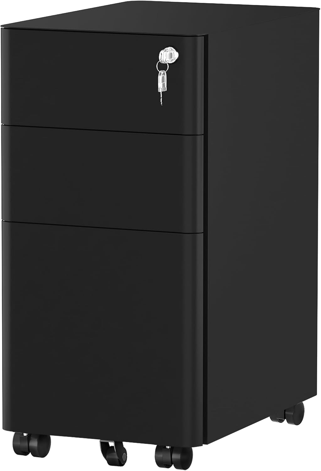 YITAHOME 3-Drawer Metal Filing Cabinet Office, Compact Portable Slim File Cabinet Drawers with Keys, Pre-Built Office Storage Cabinet for A4/Letter/Legal (Black)