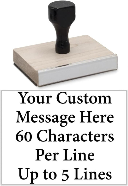 Infusion Custom Text Traditional Wood Stamp with Plastic Handle, 3" x 4"