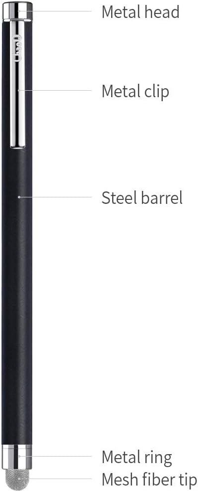 ChaoQ Stylus Pens for Touch Screens, 8 Pcs Mesh Fiber Capacitive Stylus with 8 Replaceable Mesh Tips and 8 Replaceable Rubber Tips (Silver, Black, White, Champagne)