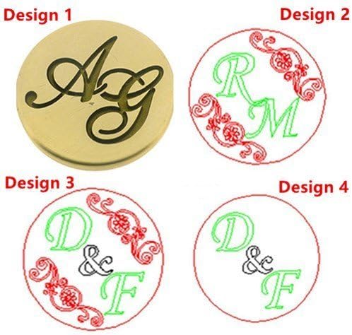 Vintage Customized Custom Two Letters Monogram Personalized Wax Seal Stamp Custom Your Design Letter Picture Logo Sealing Wax Seal Stamp Wedding Invitation Christmas Gift Wrap Card Seal Stamp Set