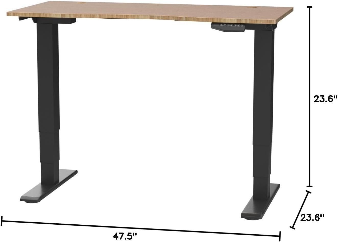 FLEXISPOT E6 Essential Bamboo 3 Stages Dual Motor 48x24 Inch Electric Height Adjustable Standing Whole-Piece Board Desk Sit Stand Up Desk (Black Frame + Bamboo Curved Desktop)