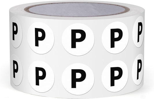 Letter P Round Stickers 0.5 Inch Vinyl Circle Capital Alphabet Labels Self-Adhesive Removable Waterproof Dots Tags for Home Office Inventory 1000 PCS