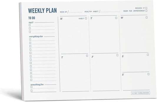 Weekly Planner Pad - Undated 6x9" Weekly To-Do List Notepad with Calendar and Task List, Perfect Desk Organizer for School & Work | 50 Tear Off Sheets