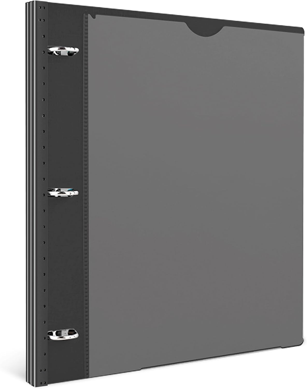 INFUN 1 Inch Telescoping 3 Ring Binder - 1PCS-Black, Flexible Binders with Customizable Front Cover and Clear Catalog Pocket, 1 Inch Rings, 225 Sheet Capacity