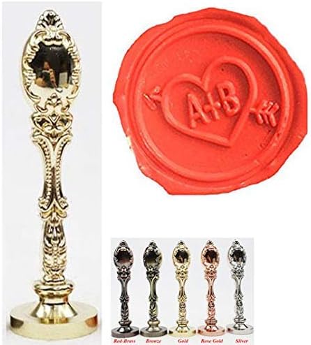 Vintage Custom Wedding Sealing Wax Seal Stamp Kit 2 Letters Monogram Arrow Heart Gold Handle Custom Invitation Gift Wrap Package Customize Personalized Words Wax Seal Stamp Set