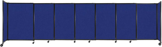 Versare Straightwall Sliding Portable Wall Partition | Freestanding Office Dividers | Locking Wheels | Temporary Room Separator | 15'6'' Wide x 4' Tall Royal Blue Fabric Panels
