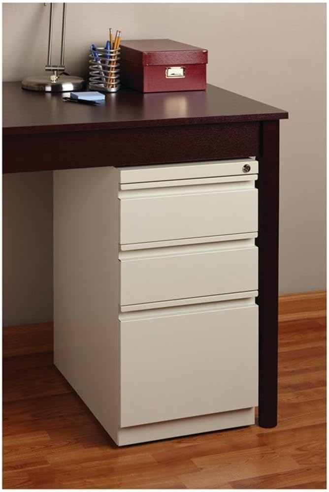 Pemberly Row 27.75" H X 15.00" W Modern 3 Drawer Metal Mobile File Cabinet in Putty with Lock Included