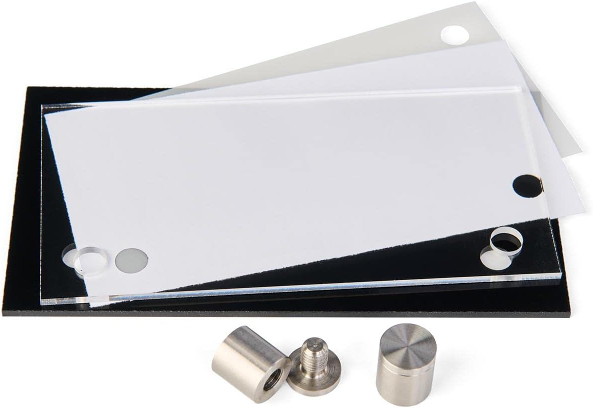 Door Sign for Wall Mount with Stainless Steel Standoffs, 6 x 3-Inch, Black and Clear Acrylic Panels