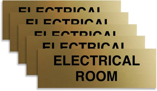 All Quality Basic Electrical Room Sign | Durable Construction | Building Safety - Red/Gold - Medium (5 Pack)