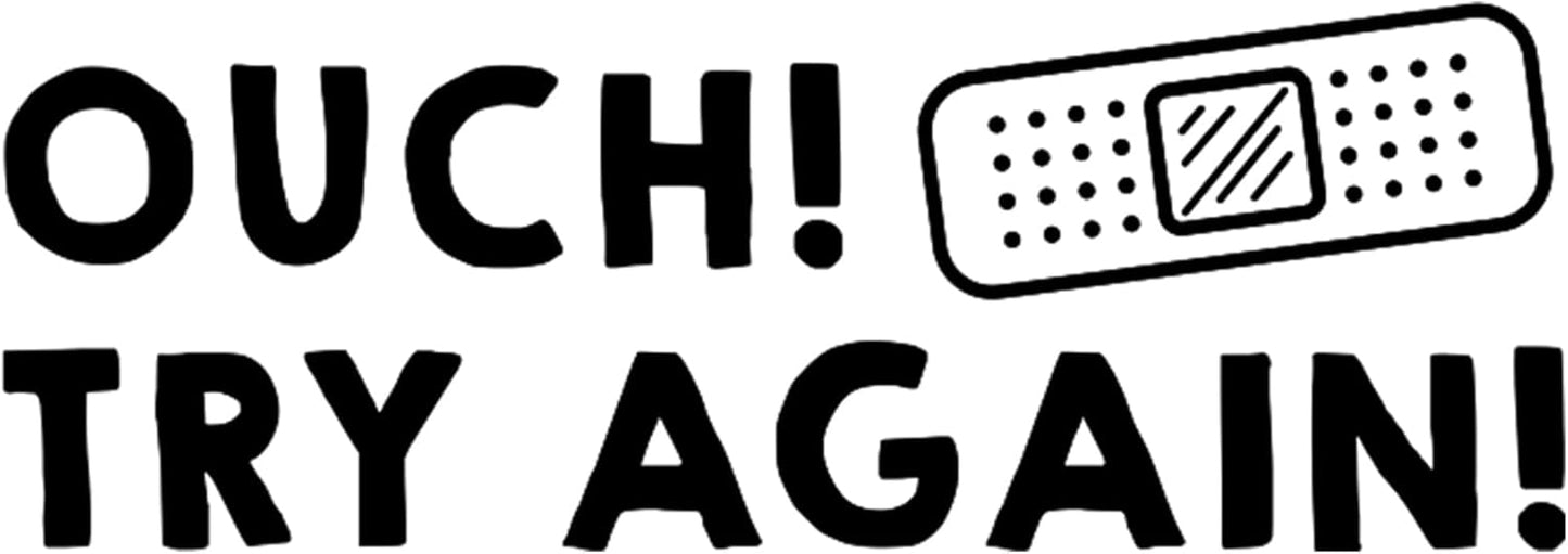 Custom Self-Inking Stamps | 49 Designs | Fun Phrases | Grading Made Easy | Classroom, Library and Book Stamps (Ouch! Try Again!, Xtra Wide)