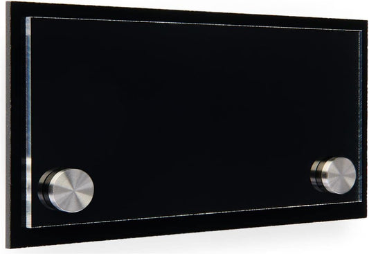Door Sign for Wall Mount with Stainless Steel Standoffs, 6 x 3-Inch, Black and Clear Acrylic Panels