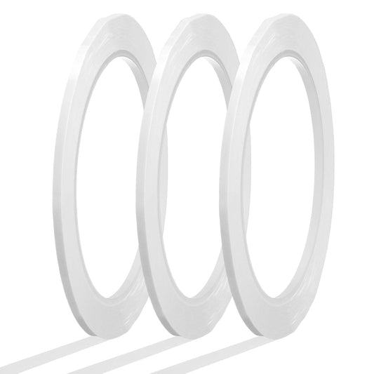 MECCANIXITY Whiteboard Tape 1/8" x 72 Yard Pinstripe Graphic Chart Line Grid Marking Tapes for Classroom Office Dry Erase Board Art, White, Pack of 3