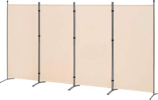 Spurgehom 4 Panel Room Divider Folding Privacy Screen, Freestanding Fabric Partition Portable Room Partition Wall Dividers for Home Office Room Restaurant, 136" W X 72" H (Beige)