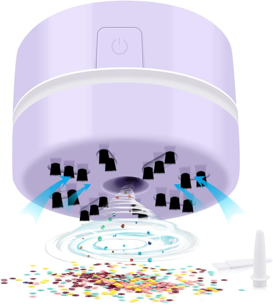 Diamond Tools, Diamond Accessories for Diamonds, Desk Vacuum Cleaner Mini, Hand-Held Vacuum Cleaner for Painting Lover (Purple)