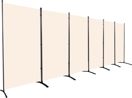 Room Divider 6FT Folding Privacy Screens, Partition Room Dividers w/Freestanding Design, Portable Wall Divider for Room Separtation, Fabric Screen Panel for Home Office Dorm (Beige, 6 Panel)