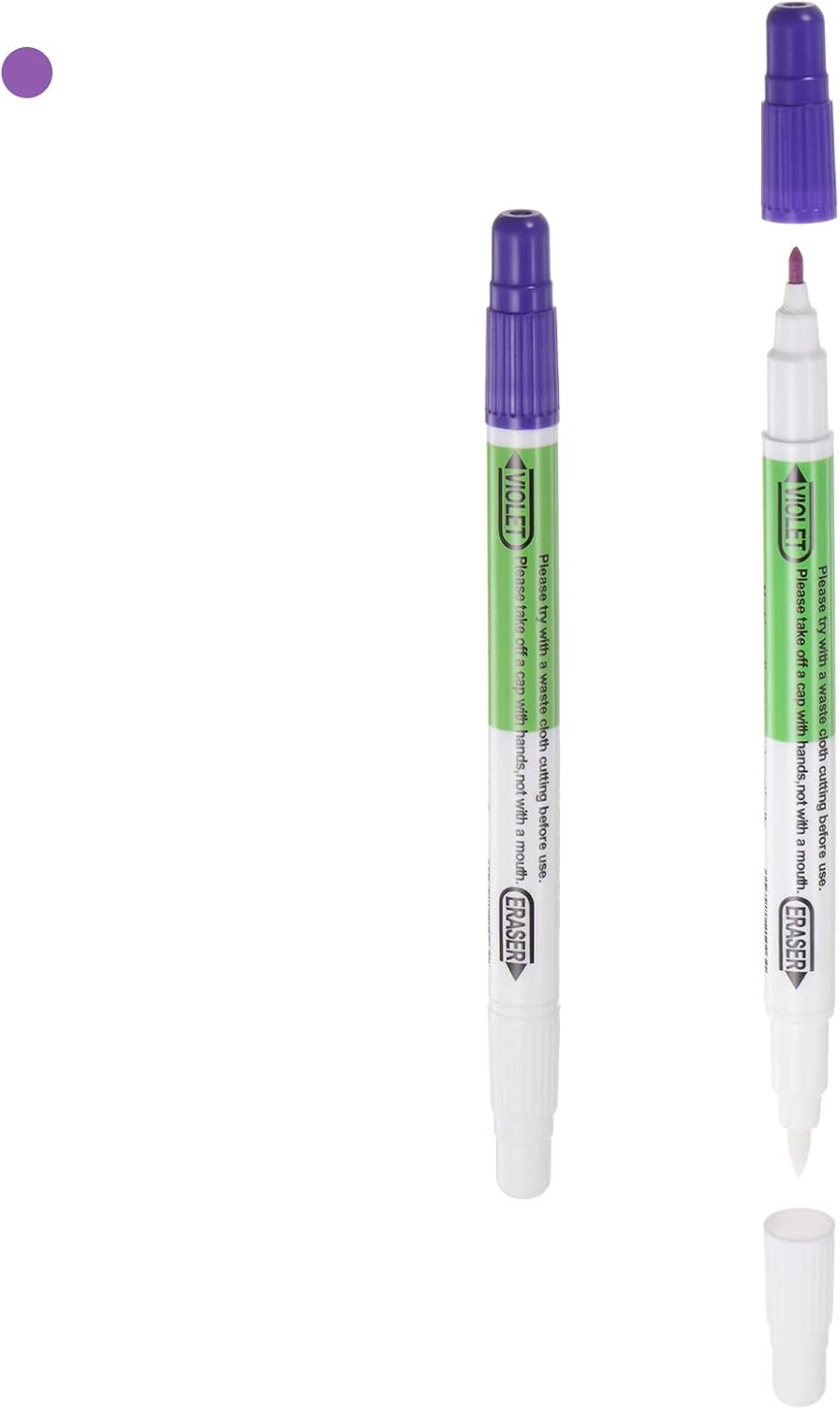 HARFINGTON 12pcs Disappearing Ink Fabric Marker Pen Double Ended Erasable Ink Fabric Sewing Marking Pens Water Soluble Ink Tailor's Pen Marking Tracing Tools for Quilting, Purple White