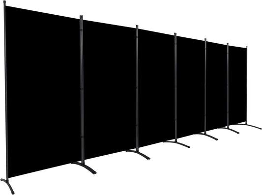 Room Divider 6FT Folding Privacy Screens, Partition Room Dividers w/Freestanding Design, Portable Wall Divider for Room Separtation, Fabric Screen Panel for Home Office Dorm (Black, 6 Panel)