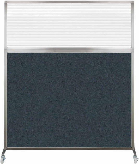 Versare Hush Screen Portable Room Divider with Wheels | Workstation Wall Divider | Freestanding Privacy Hush Panels | Clear Fluted Windows | Fabric Office Divider Screen | Great for Room Separation