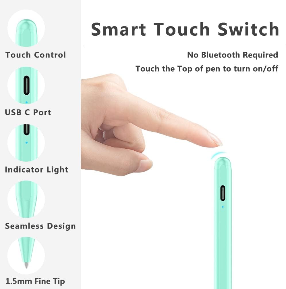 Stylus Pen for iPad (2018-2025) with Fast Charging & Palm Rejection, Pencil for Apple iPad 11th A16/10/9/8/7/6th, Pro 11“13”M4/12.9 inch, Air 11/13 inch M3 2025&M2 2024/5/4/3rd, Mini A17 Pro/6/5th