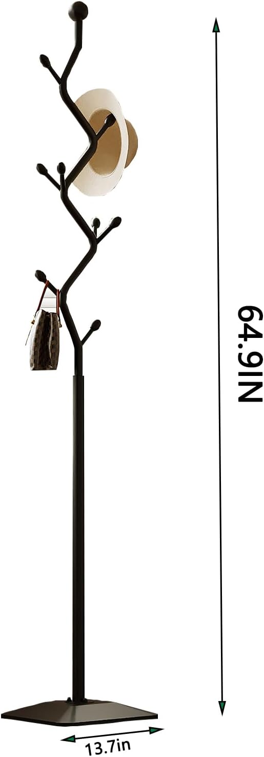 Tree-shaped coat rack,Coat Tree Freestanding with 8 Hooks and Sturdy Metal Base for Coat Hats Purses,Coat Stand for Entryway,Bedroom