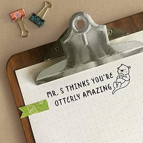 Custom Self-Inking Teacher Stamps - 49 Stamp Designs | Fun Phrases | Large Classroom & Library Book Stamps (Otterly Amazing)