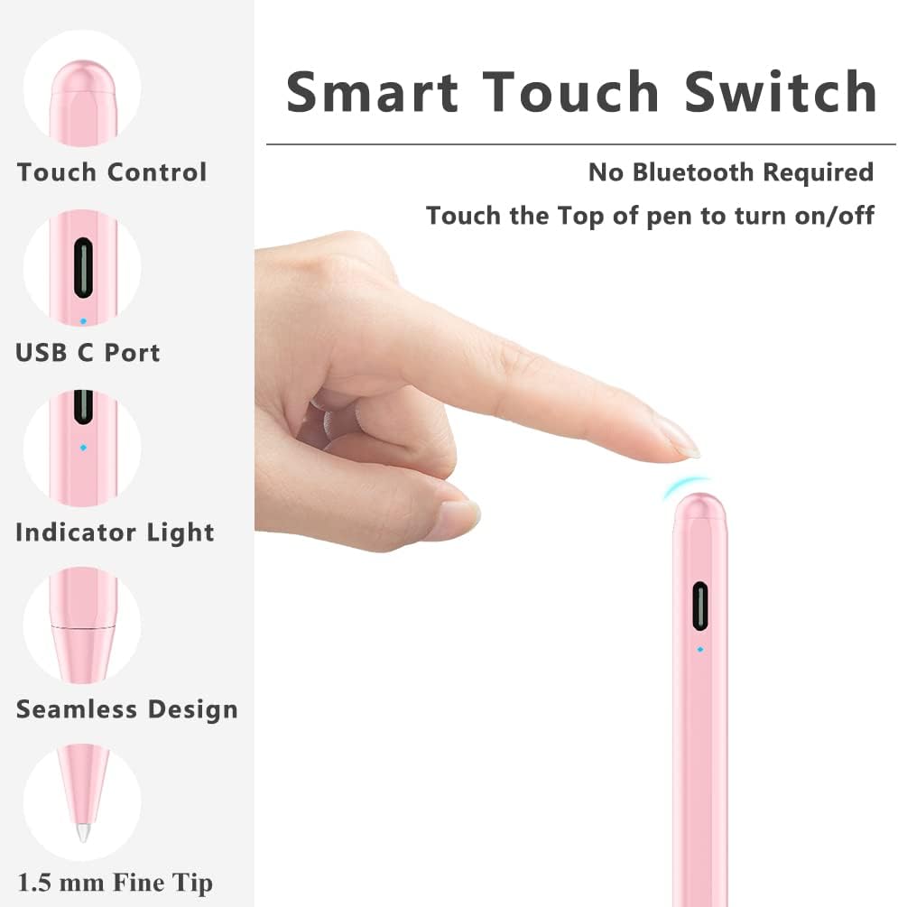 Stylus Pen for iPad (2018-2025) with Fast Charging & Palm Rejection, Pencil for Apple iPad 11th A16/10/9/8/7/6th, Pro 11“13”M4/12.9 inch, Air 11/13 inch M3 2025&M2 2024/5/4/3rd, Mini A17 Pro/6/5th