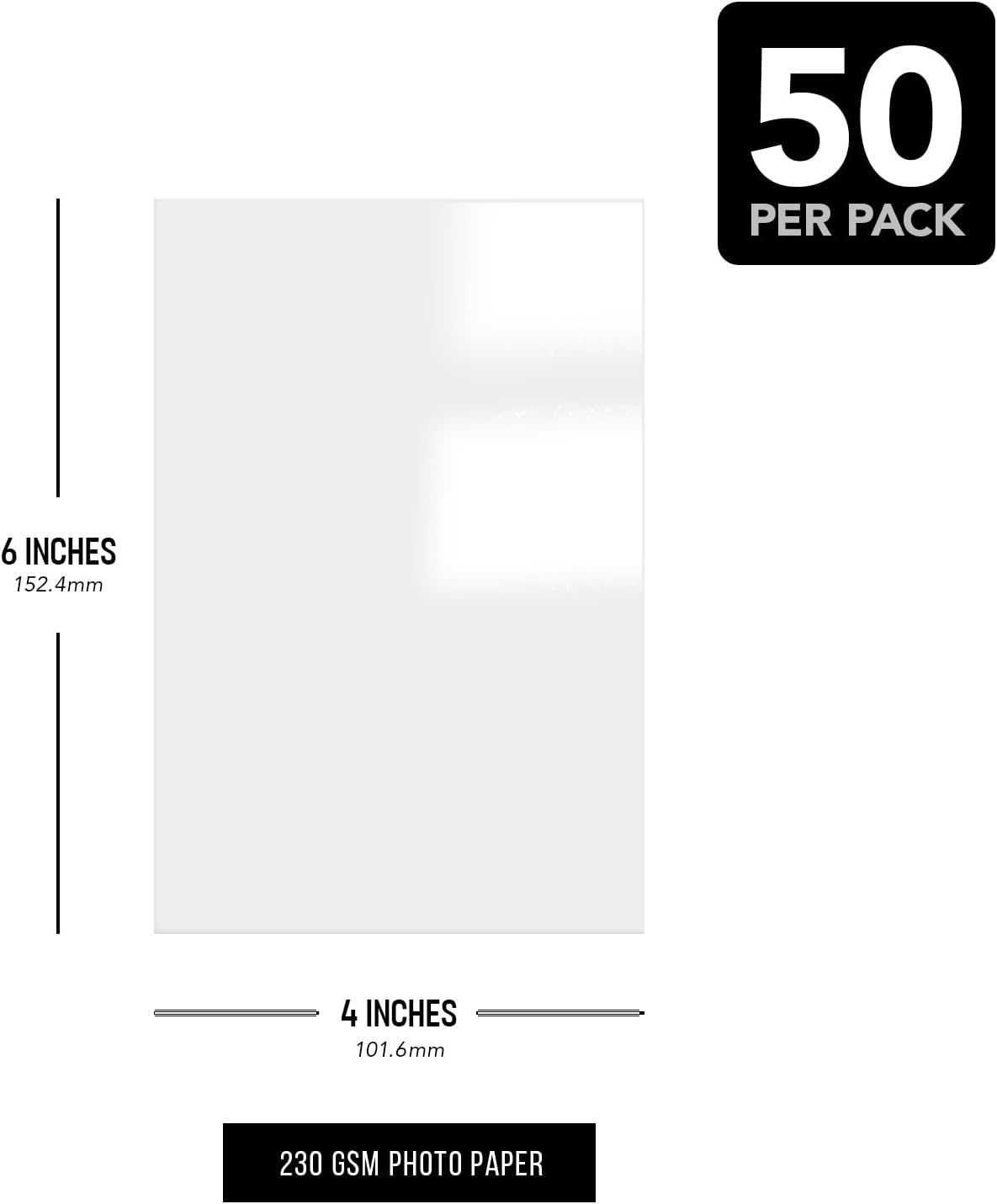 4" x 6" Photo Paper for Inkjet & Laser Printers - Extra Thick, High Gloss for Full Color Printing - Premium White Glossy, Instant Dry Paper for Everyday Pictures, Albums - 50 Sheets per Pack