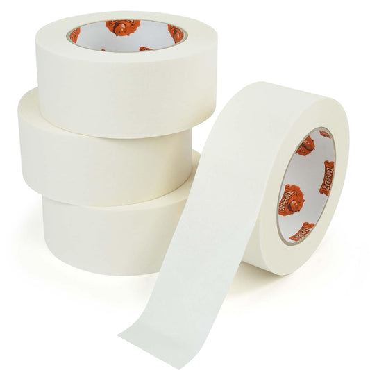 Eco-Friendly Kraft Paper Tape 2Inch x 55Yard, White Paper Packing Tape, Biodegradable Recyclable Packaging Tape Self Adhesive Box Tape for Shipping, Sealing, Moving, 4Rolls