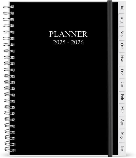 2025-2026 Planner - Monthly Planner Runs July 2025 to June 2026, 6.25" x 8.25", 12 Monthly Tabs, 14 Notes Page, Inner Pocket, Flexible Cover with Twin-Wire Binding, Planners 2025-2026, Black