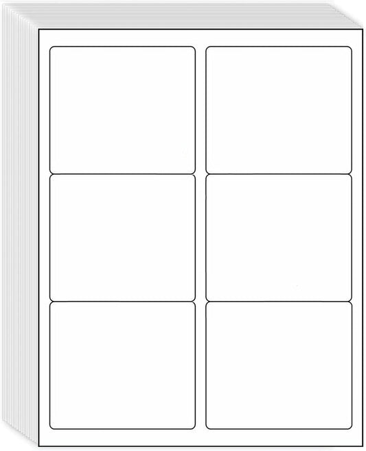 3-1/3" x 4" Shipping Address Labels 300 Label Stickers Paper for Laser/Inkjet Printer 6 per Page Printable Mailing Labels, FBA Box Labels - Matte, 50 Sheets