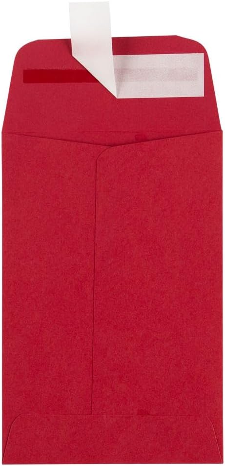 LUXPaper #4 Coin Envelopes | Peel & Press | 3'' x 4 1/2'' | Ruby Red | 80lb. Text | 50 Qty