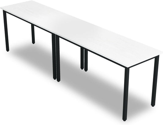 Bonzy Home Conference Tables 9ft Office Computer Desk for Meeting Room Study Writing Printer Podcast Table for 4-8 People Modern White 2PCS 110.2"x23.6"x29.5"